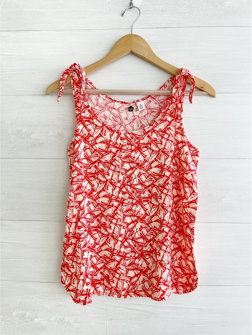 BP. Red Orange Dragonfly Print Tank Top S Tie Shoulder Sleeveless Nordstrom